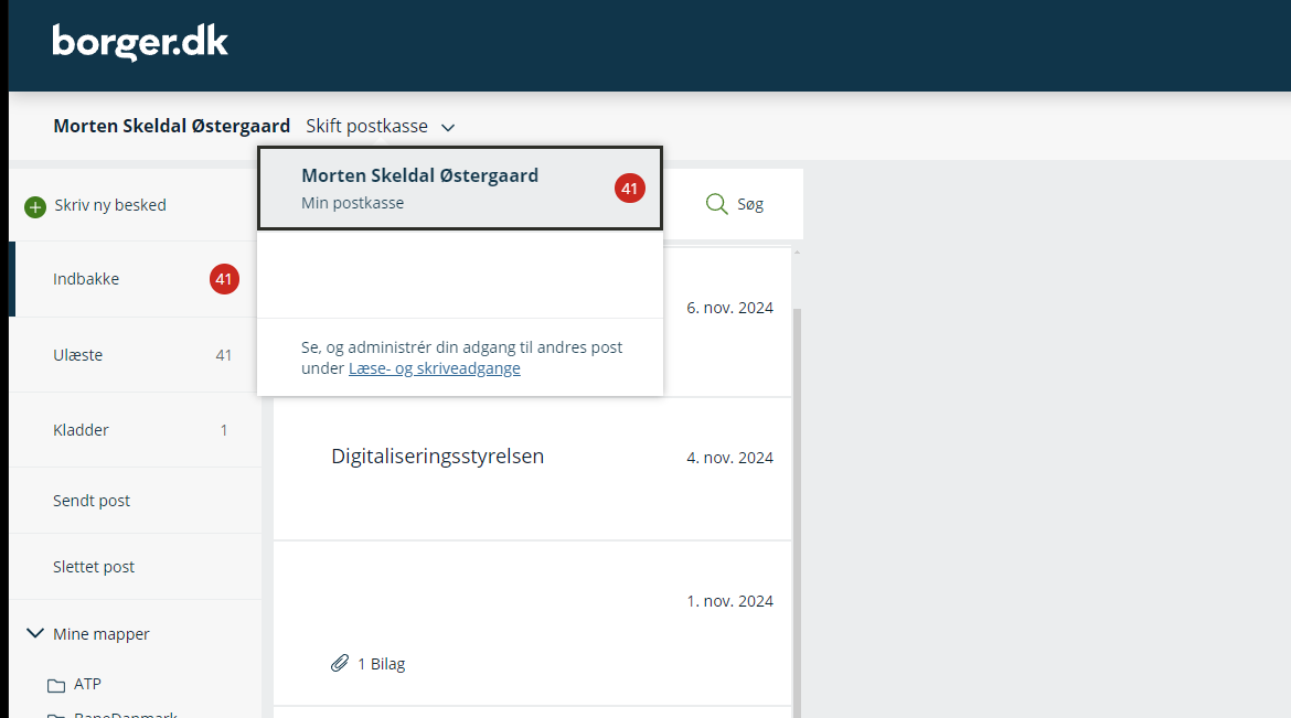 Skærmbillede fra borger.dk