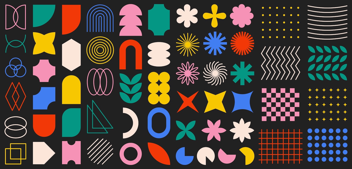 Abstrakte former i mange farver