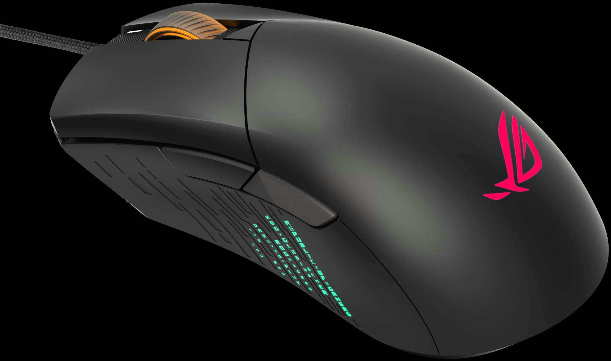 Du kan styre lyset i ROG Gladius III med en knap i bunden eller med musens indstillingsprogram.