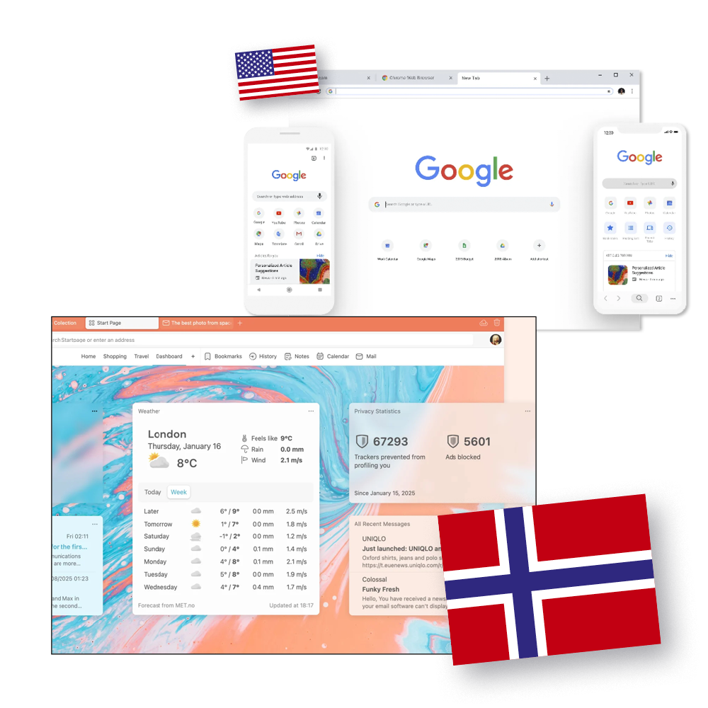 Chrome är med råge världens mest använda webbläsare. Alternativt har Norska Vivaldi inbyggd VPN, vilket gör det omöjligt att spåra användarna. Webbläsaren kan laddas ner på pctidningen.se/2515