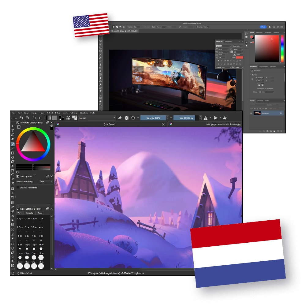 De flesta använder: Photoshop är i en klass för sig, men är också ganska dyrt att prenumerera på. Alternativ: Krita är ett bra alternativ, oavsett om du är amatör eller professionell. Hitta det på pctidningen.se/2515