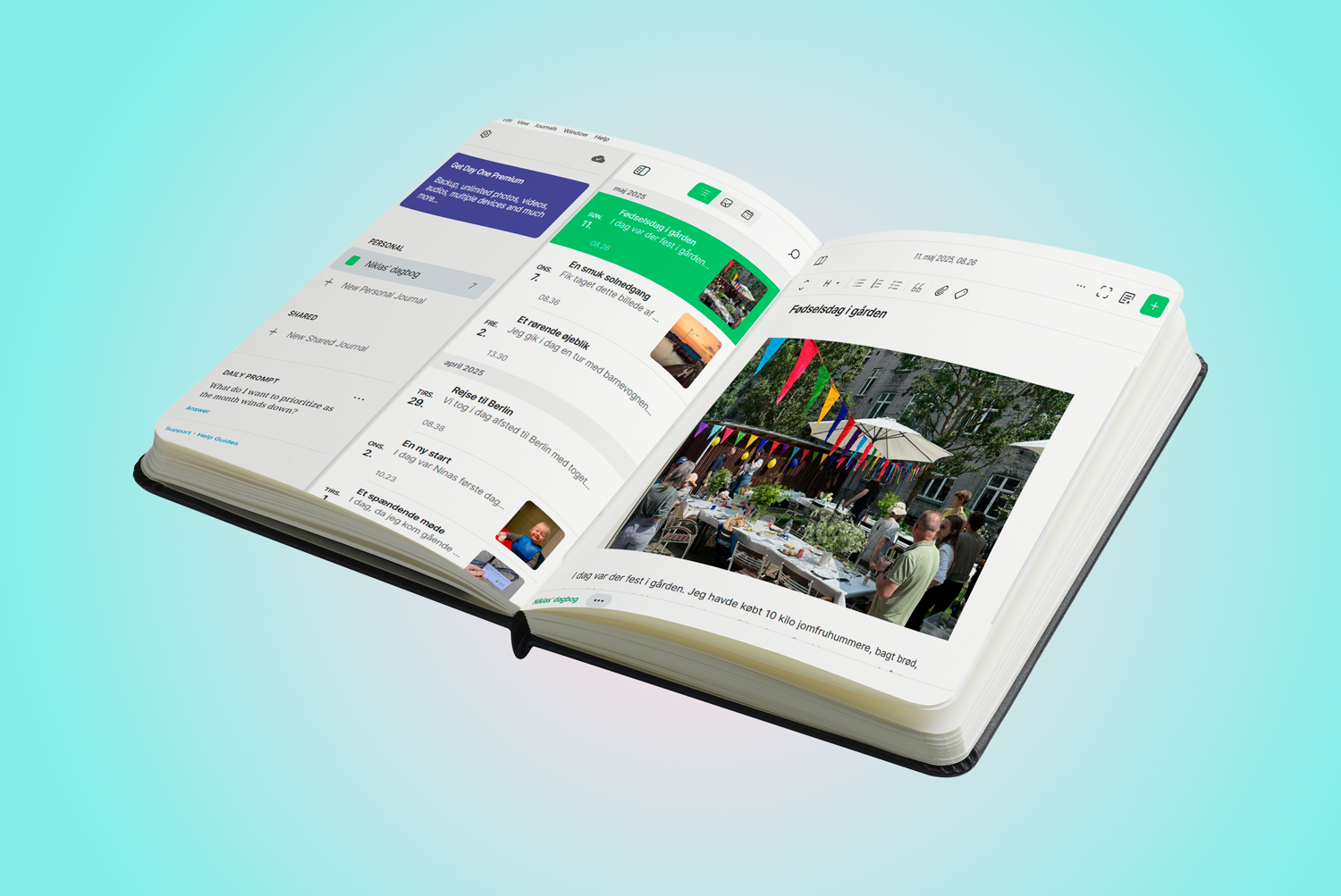 Day One minner om en tradisjonell, ”analog” dagbok, men har langt flere funksjoner. Du kan blant annet sette inn bilder og skrive på mobilen.