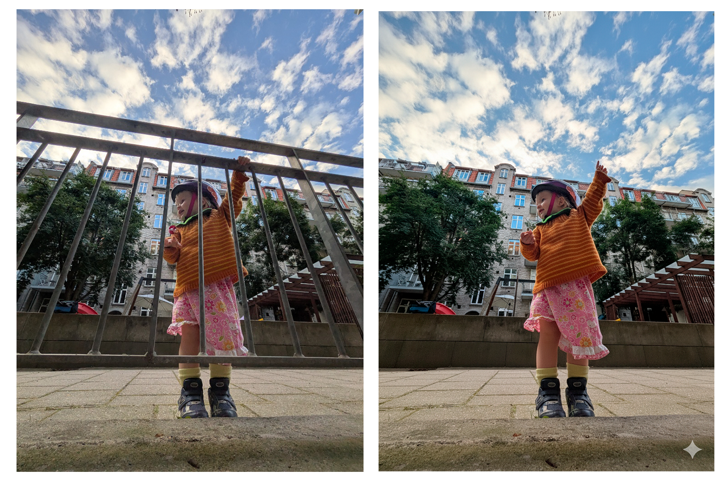 Her fjernes gelenderet