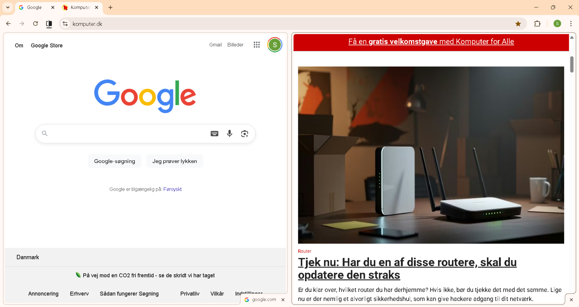 delad visning i Chrome