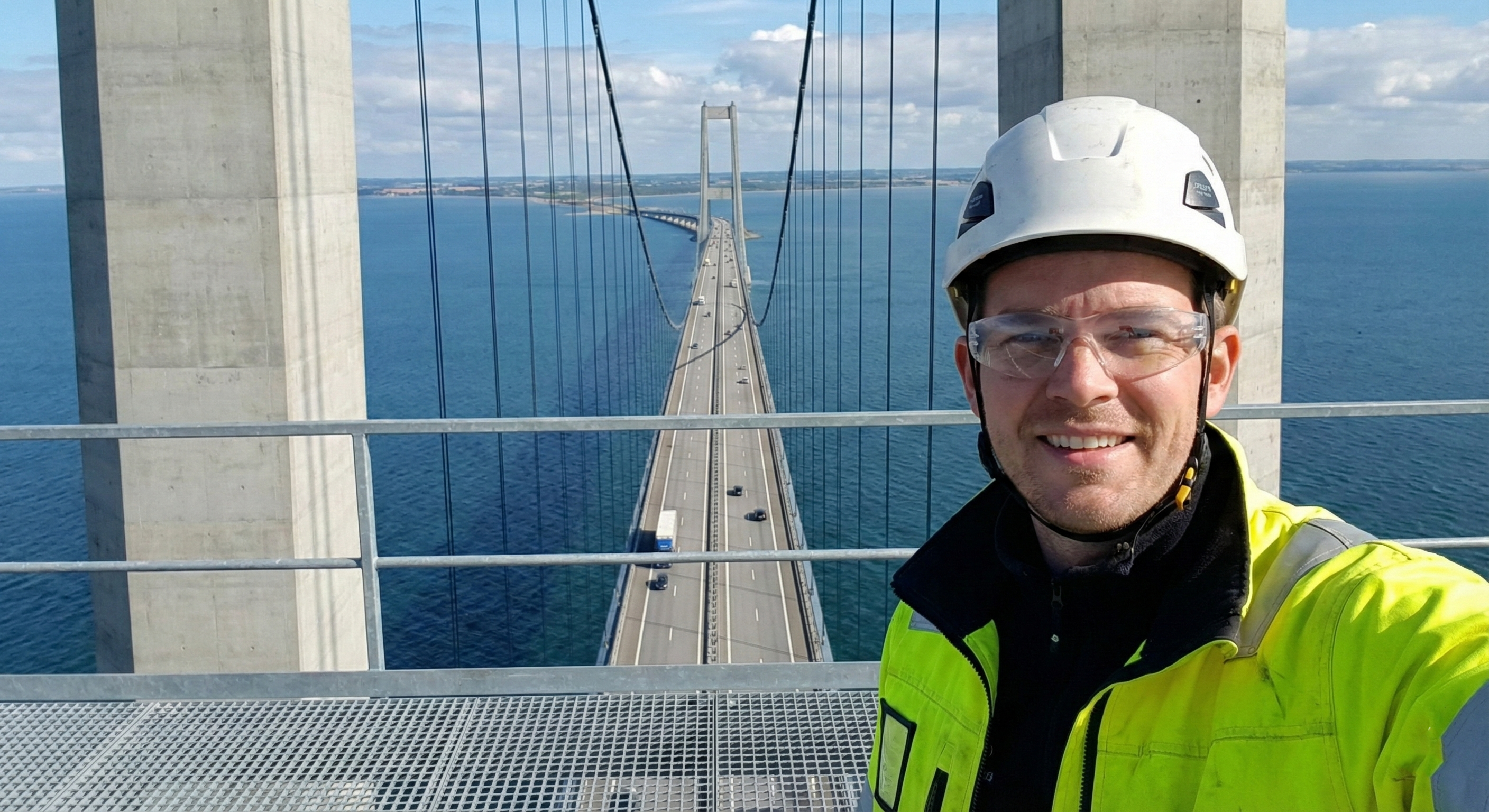 Arbejdsmand på storebæltsbroen.