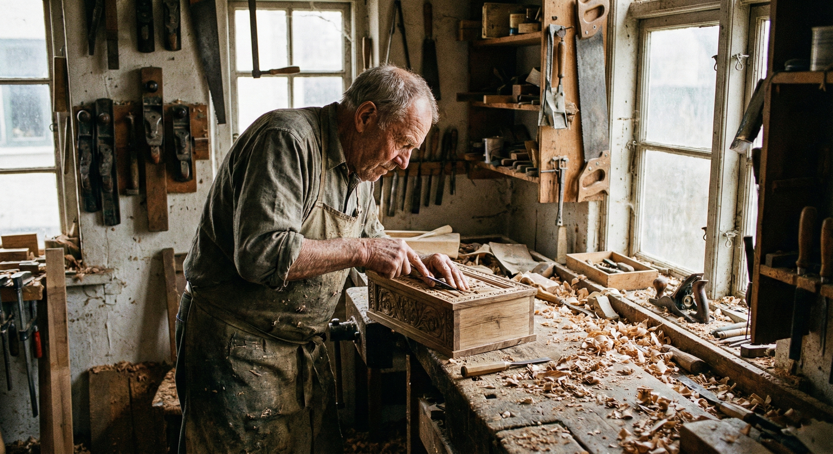 En håndværker i sit værksted.