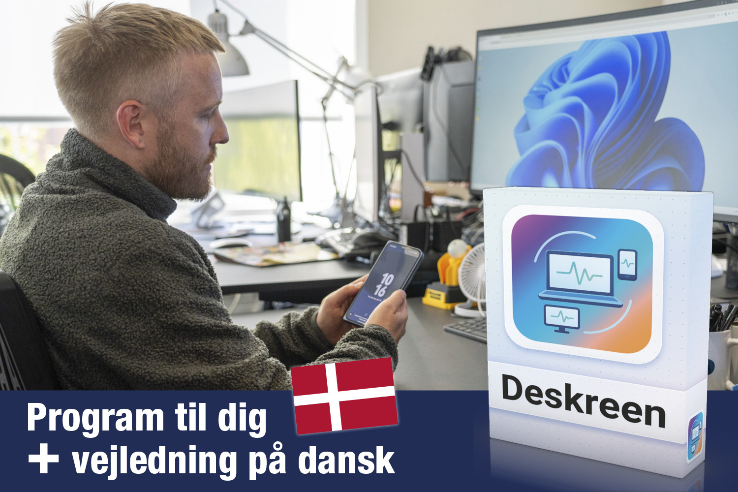 Programmet Deskreen forvandler din tablet til en ekstra, trådløs pc-skærm og giver dig mere skærmplads.