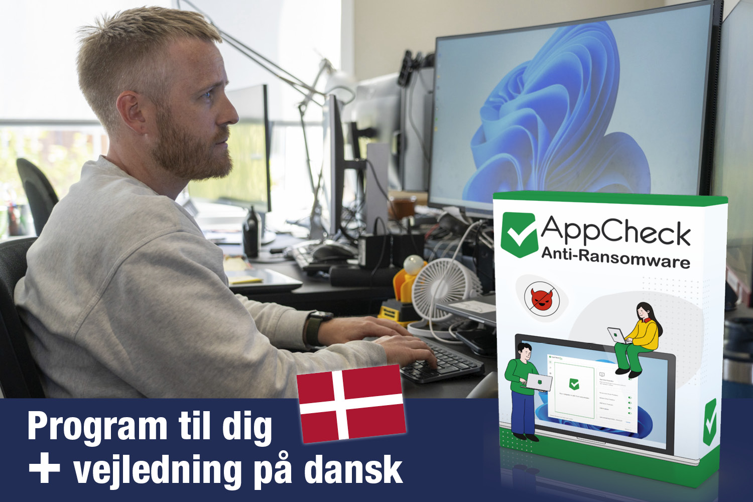 Få fuld beskyttelse mod ransomware med programmet AppCheck, der effektivt forhindrer, at dine filer bliver låst.