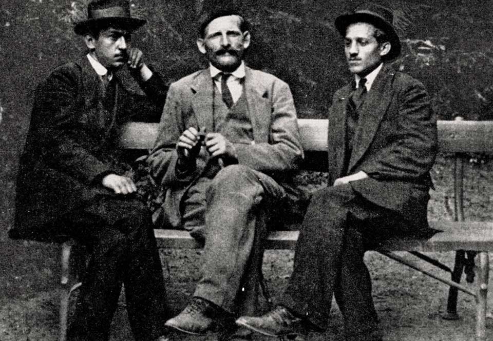 Cabrinovic och Princip tillsammans med Milan Ciganovic