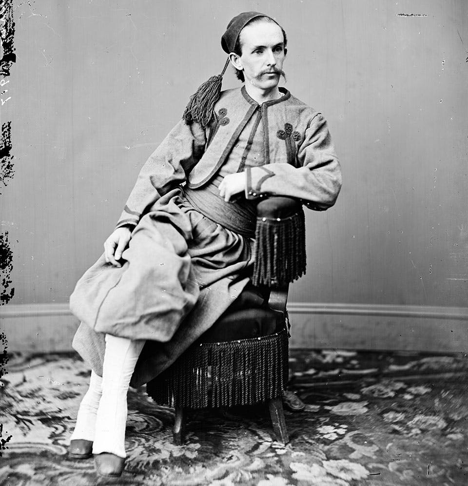 Soldat i zuaruniform i påven Pius IX:s zuarregemente.