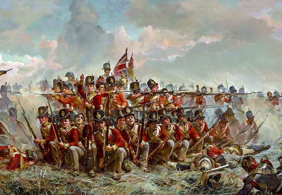 brittiska fotregementet under slaget vid Quatre Bras