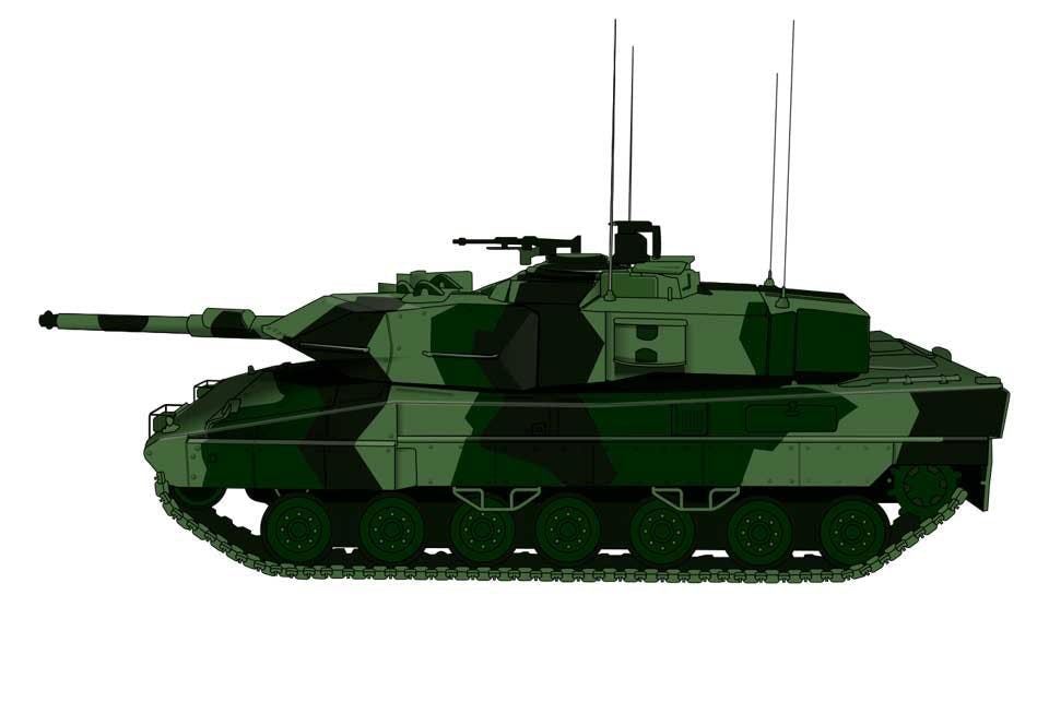 kamouflage5 En stridsvagn 122 i det svenska trefärgsmönstret.