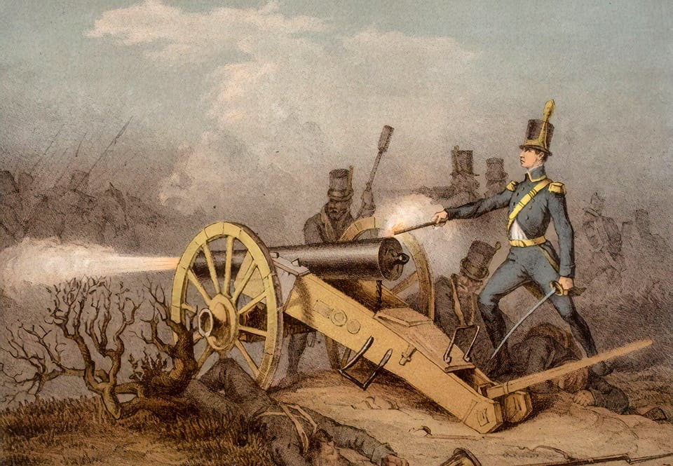 Wilhelm von Schwerin avfyrar en sexpundig kanon