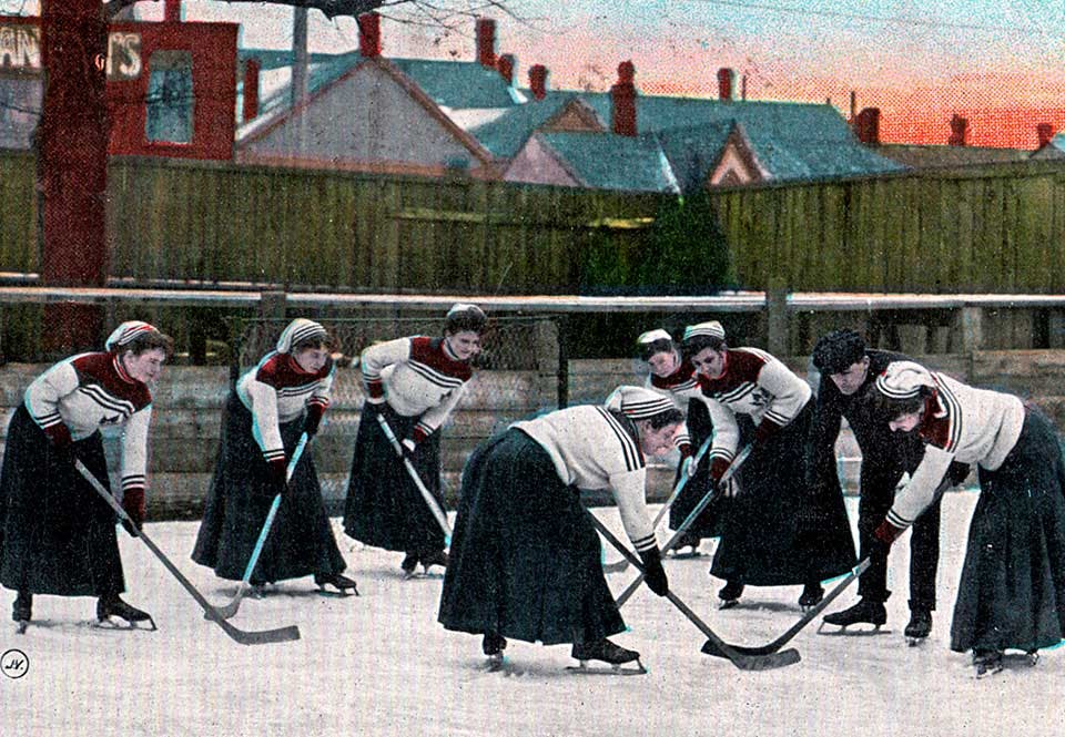 Damhockeylag som tränar i Toronto på 1900-talet.