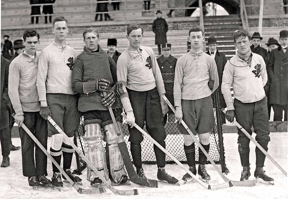 Från vänster: Bror Arwe, Birger Holmqvist, Einar Olsson, Einar »Stor-Klas« Svensson, Åke Nyberg och Einar »Knatten« Lundell.