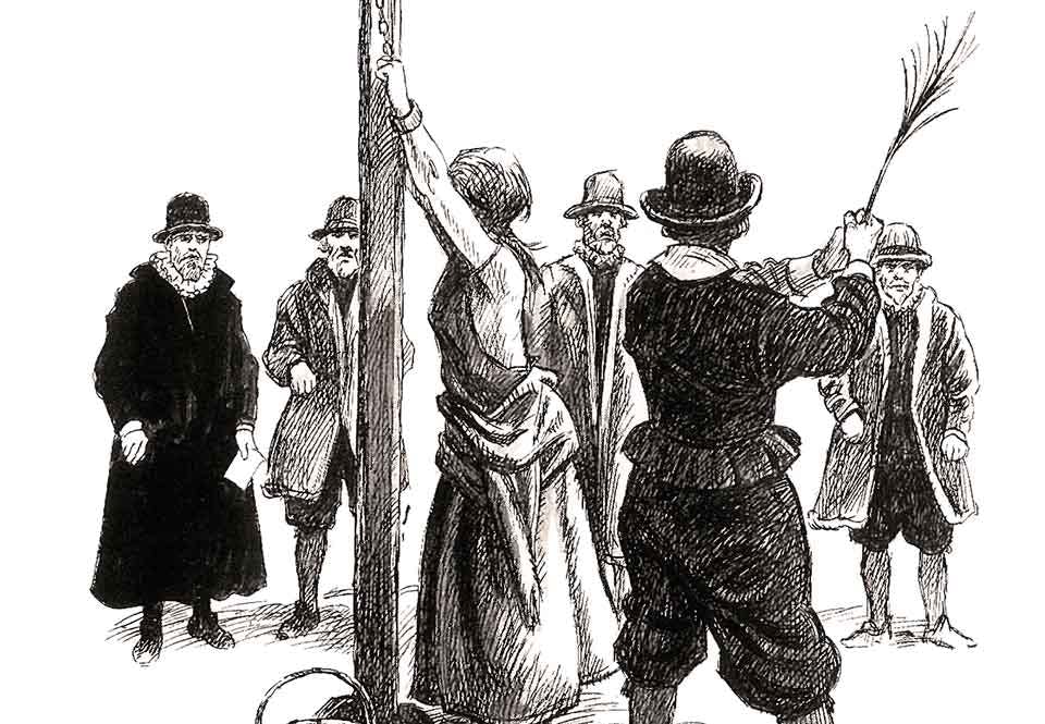 kvinna risas En kvinna risas vid kåken (skampålen).