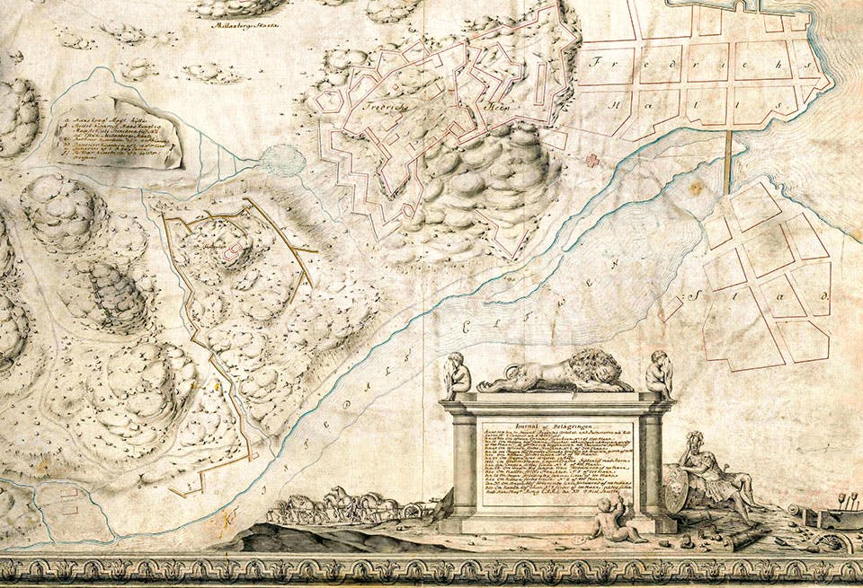 En av Krigsarkivets unika kartor, »Plan af belägringen för Fredrichs Hall«