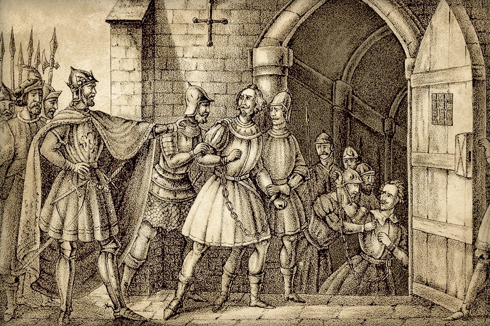 Nyköpings gästabud december 1317. Kung Birger Magnusson fängslar sina bröder Erik och Valdemar.