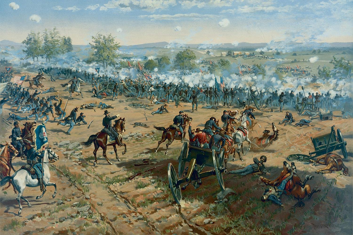 Målning över slaget vid Gettysburg 1863.