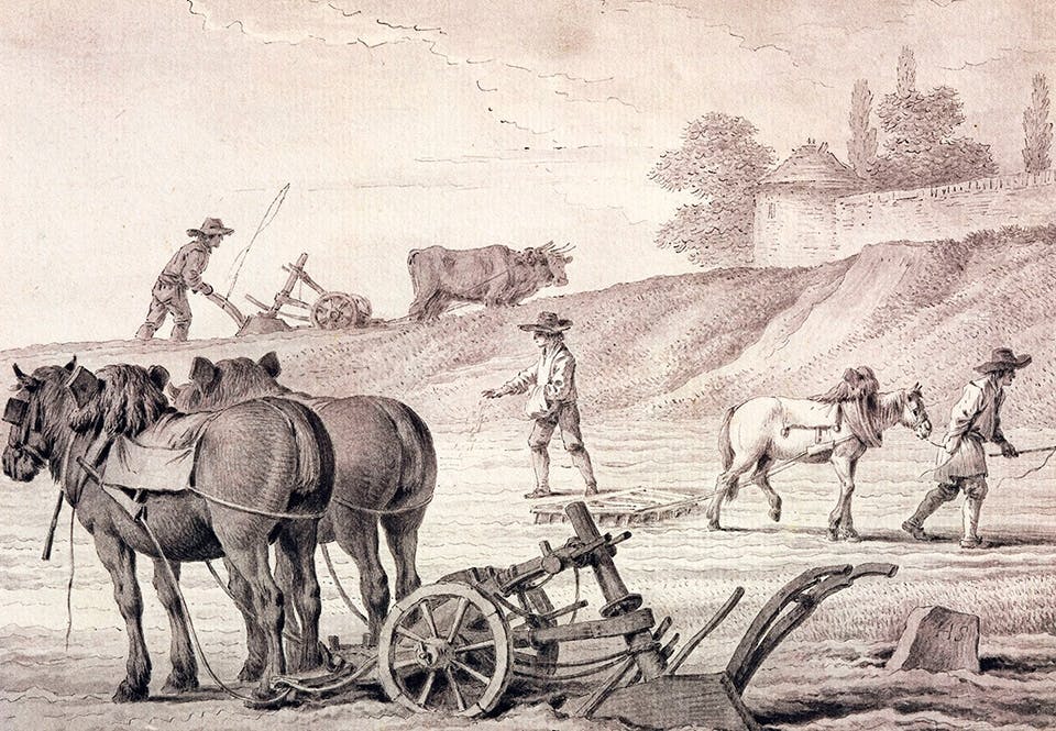 skiftebonde Bönder ute på arbete