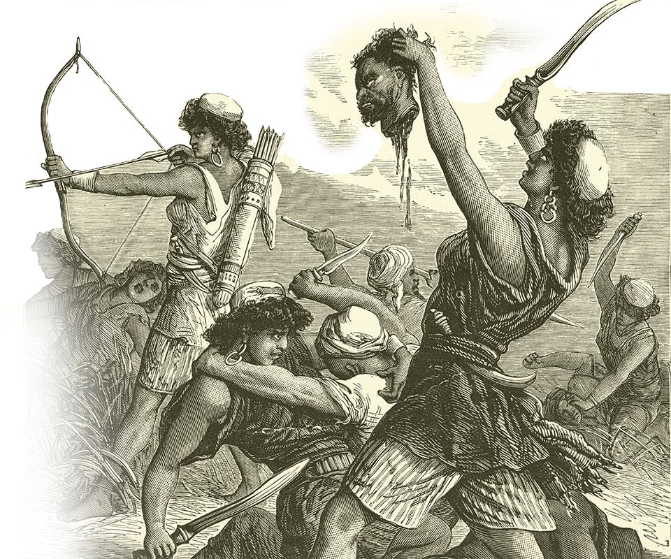 Amasonen Nansica halshögg en fransk befälhavare Amasonen Nansica halshögg en fransk befälhavare