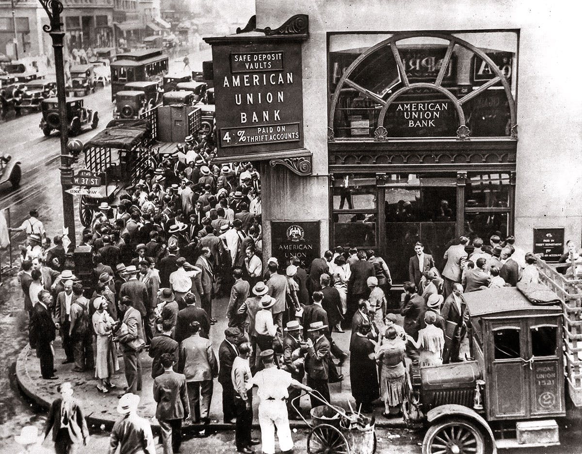 Börskraschen 1929 fick oroliga bankkunder att försöka ta ut sina besparingar