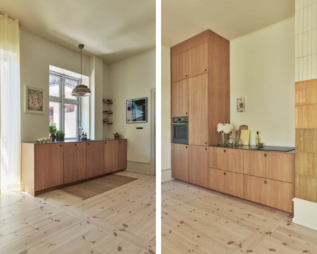 Eikenhouten keuken in appartement Kopenhagen 