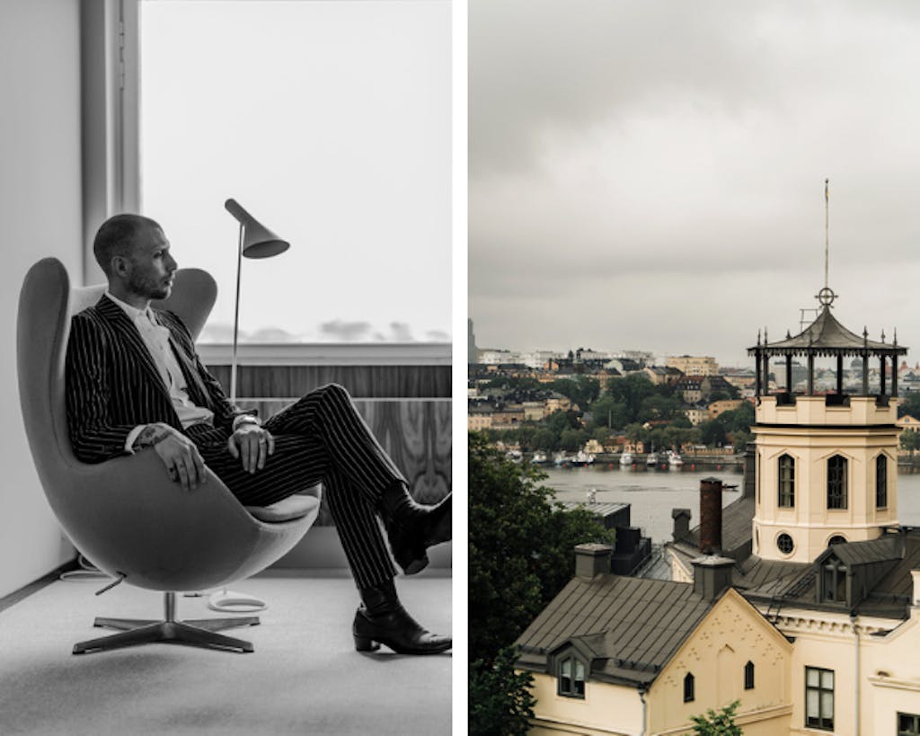 Arne Jacobsen egg chair stockholm view collage Arne Jacobsen egg chair stockholm view collage