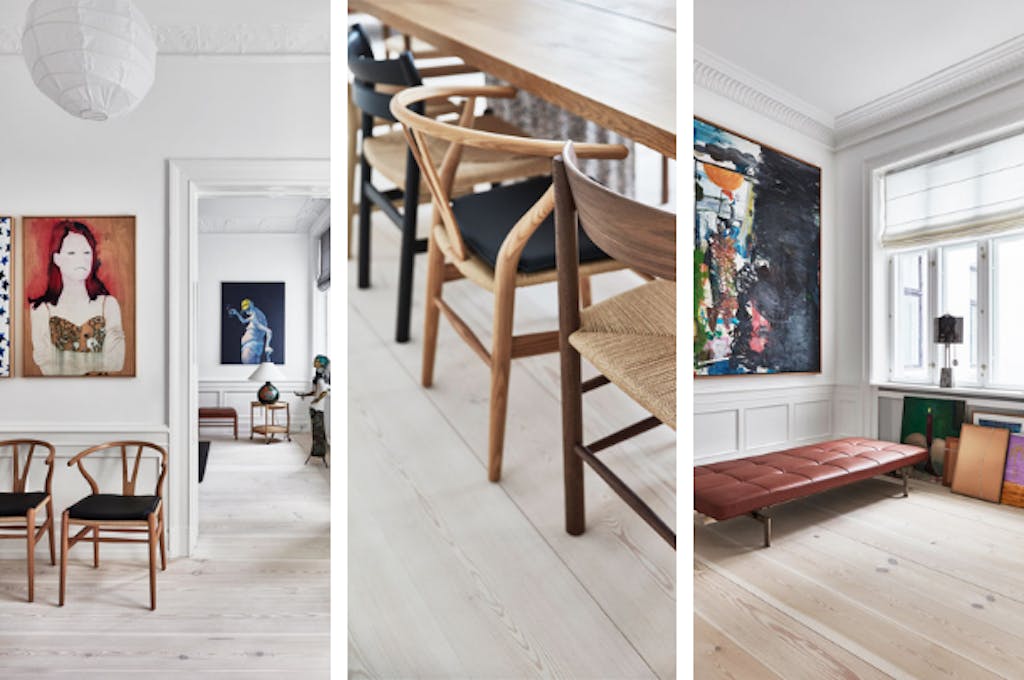 collage van deens design in licht scandinavisch huis