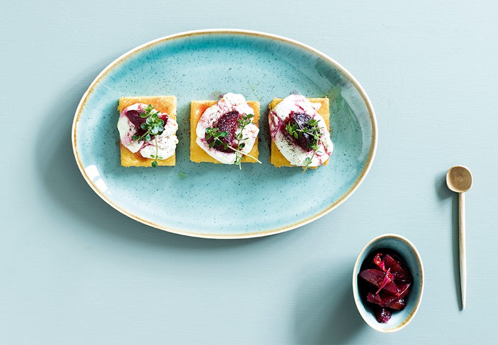 polenta med gedeost lead Gebakken polenta met met geitenkaas