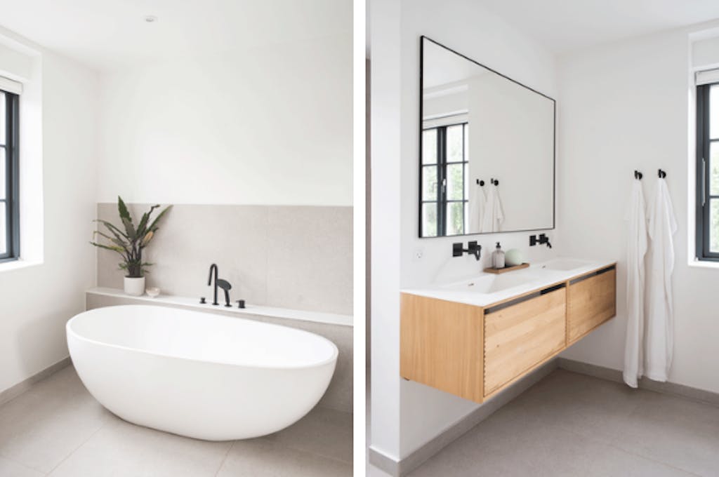 Scandinavische badkamer met losstaand bad