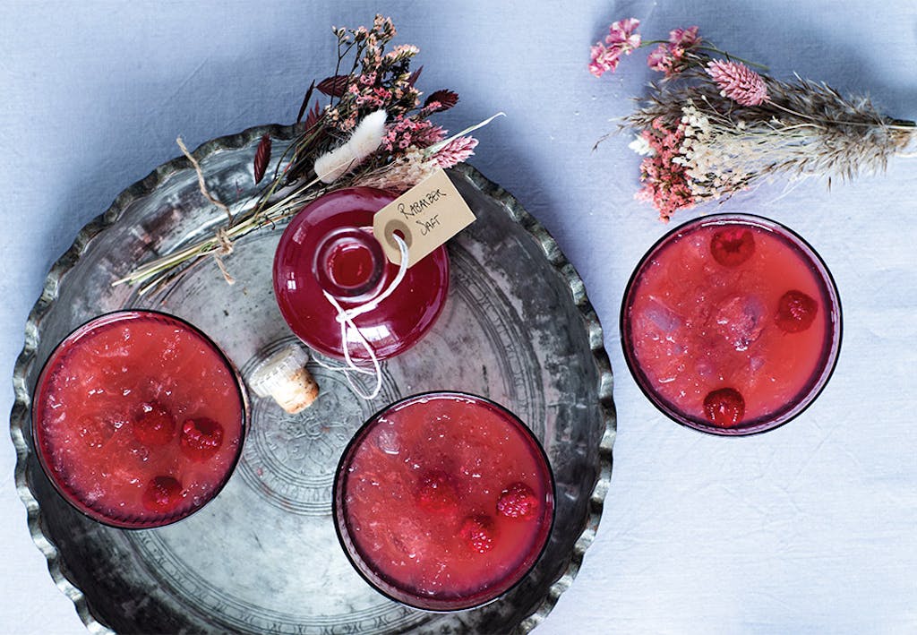 rabarbersaft web cosmolead SVrv Glazen met cosmopolitan cocktails met rabarbersap