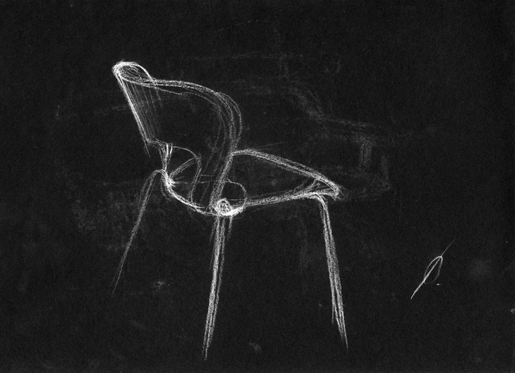 schets zwart wit van stoel