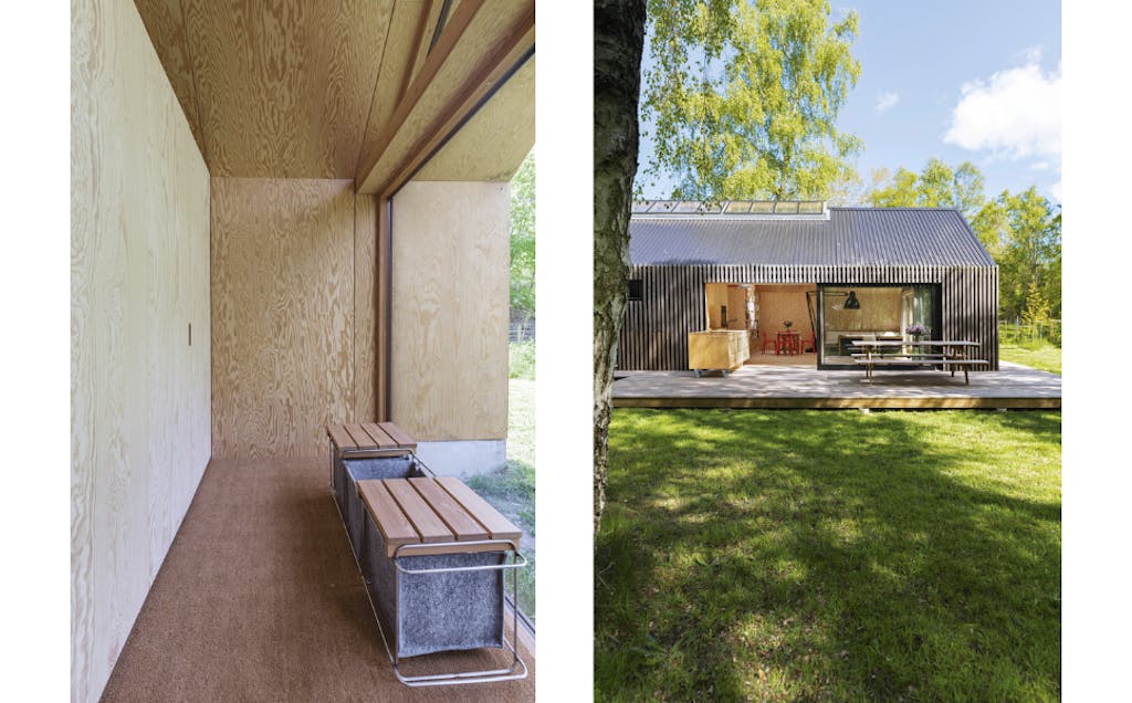 gang en veranda van houten woning