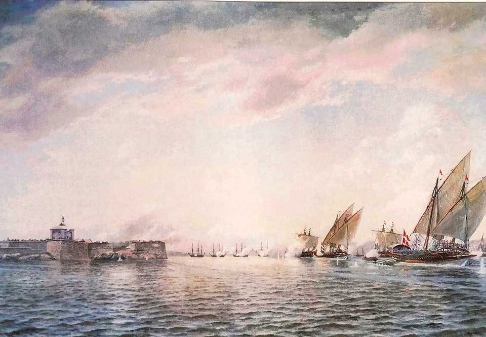 Dansk-norska fartyg beskjuts från Nya Älvsborg