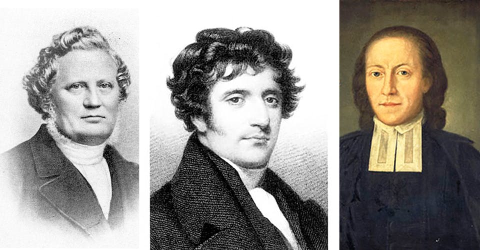 Väckelserörelsen, exempel på väckelserörelse förgrundsgestalter: Henric Schartau, George Scott och Carl Olof Rosenius. Väckelserörelsen, exempel på väckelserörelse förgrundsgestalter: Henric Schartau, George Scott och Carl Olof Rosenius.