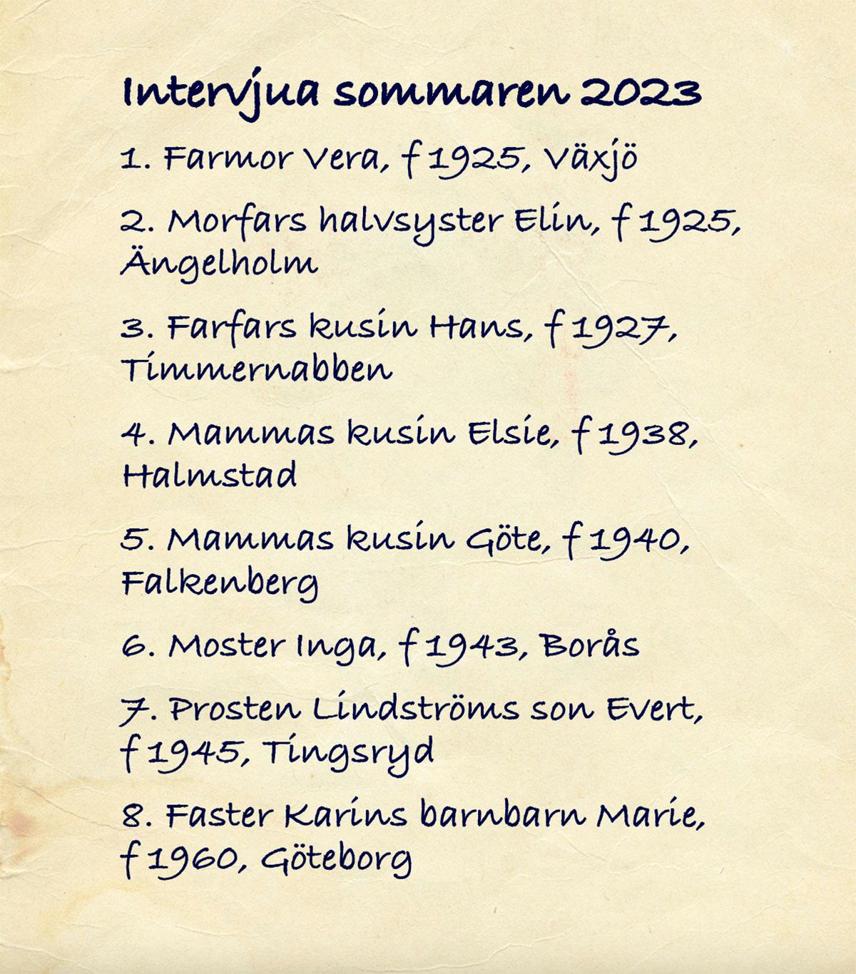 Slaktforskning| Intervjua slaktingar