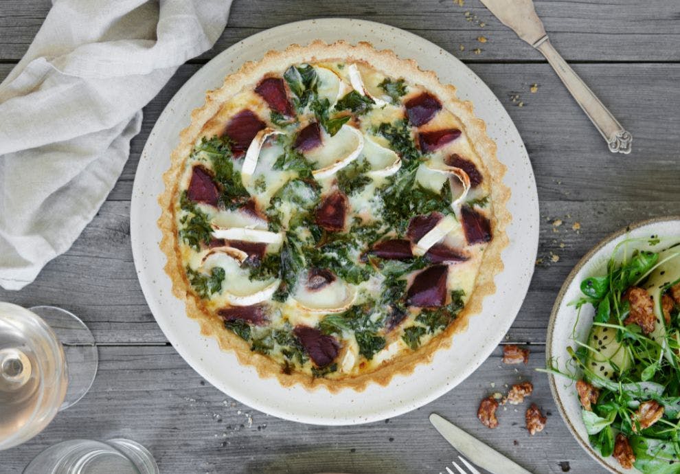 Chevre og rødbete pai