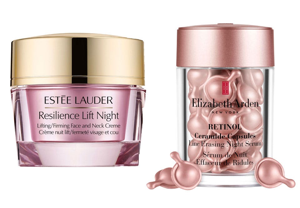 Resilience Lift Night fra Estée Lauder og Retinol Ceramide Capsules Line Erasing Night Serum fra Elizabeth Arden