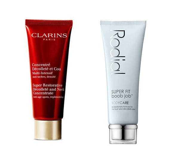 Clarins Super Restorative Décolleté and Neck Concentrate og Rodials Super Fit Boob Job.
