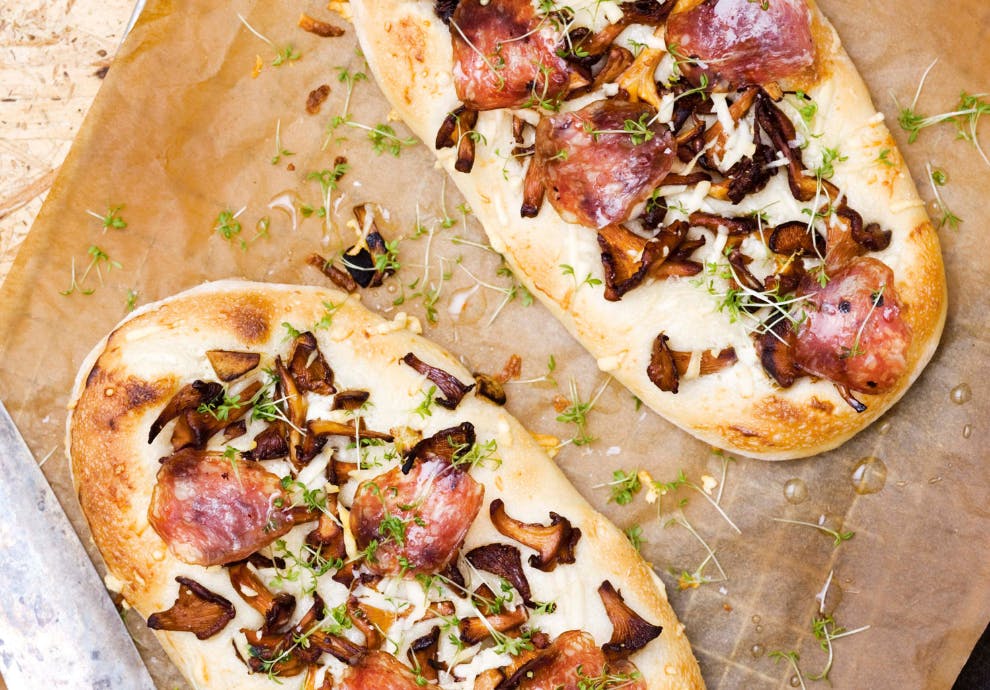 kantarellpizza oppskrift