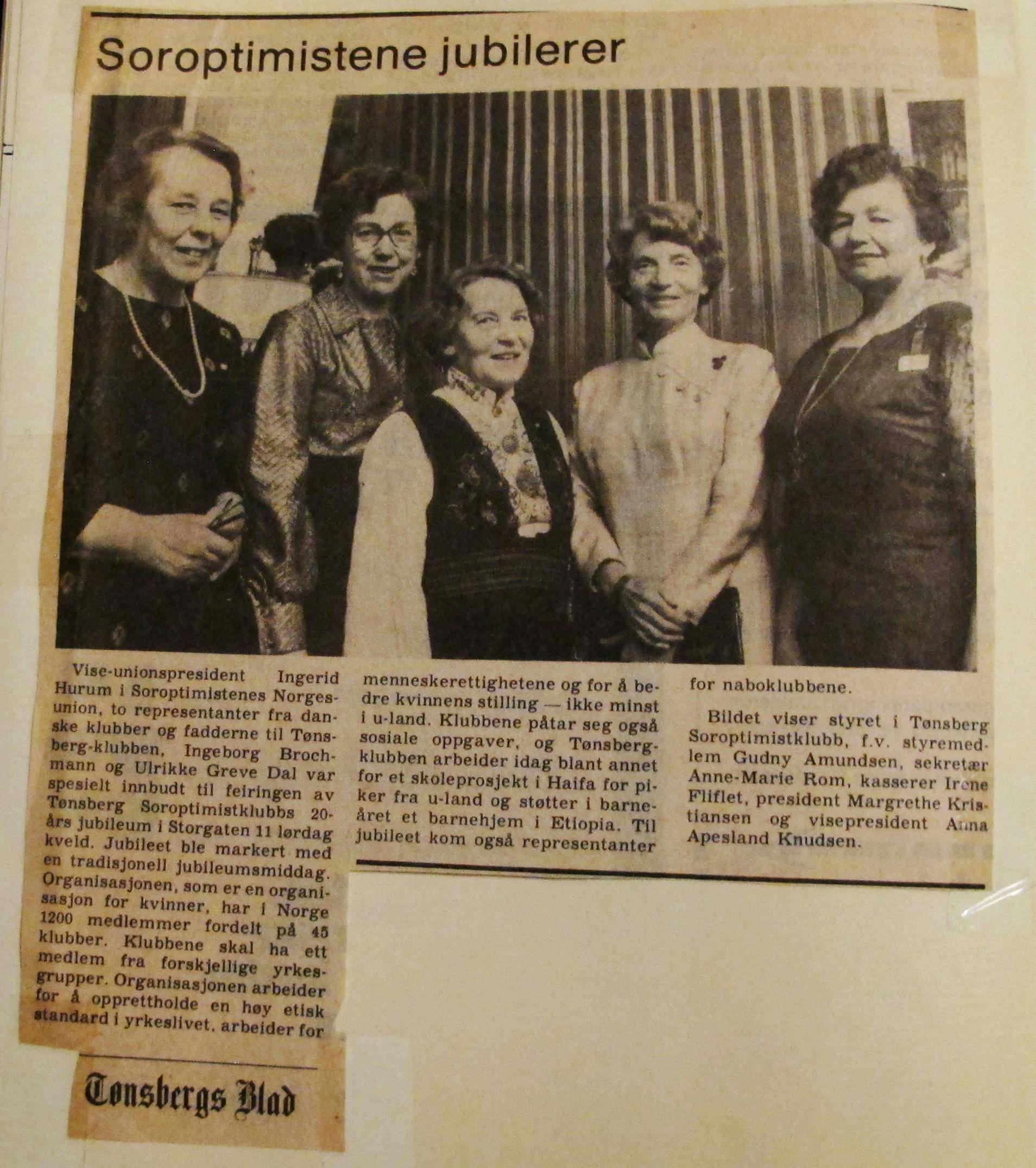 gammelt avisutklipp privat L Soroptimistene, Norgesunionen