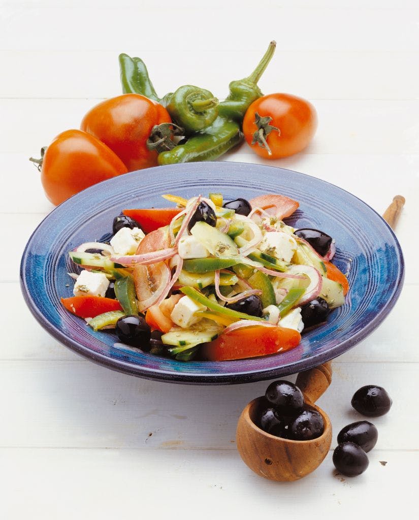 gresk salat oliven fetaost tomat løk agurk