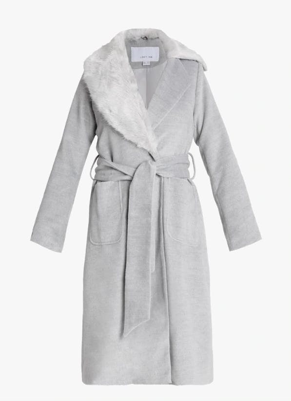 Grå kåpe med knyting: grå lang kåpe fra zalando