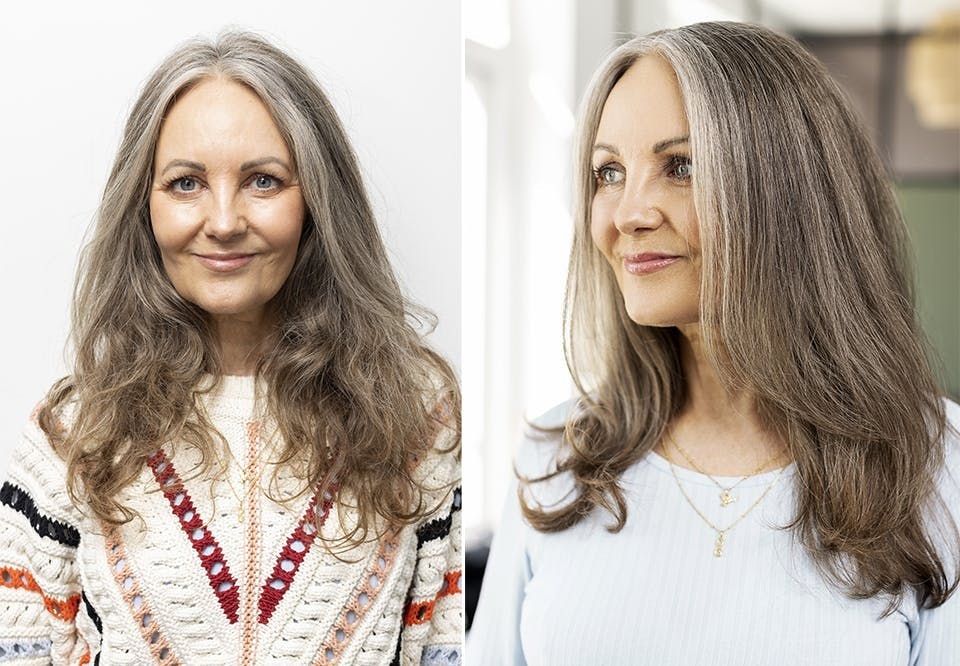 grått hår styling