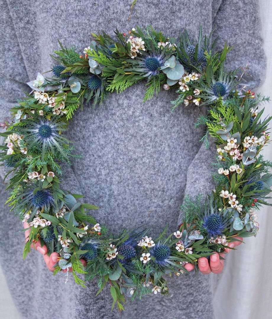 Julekrans med blomster