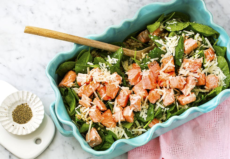 kalorifattige oppskrifter, sunn middag med få kalorier, laksesalat