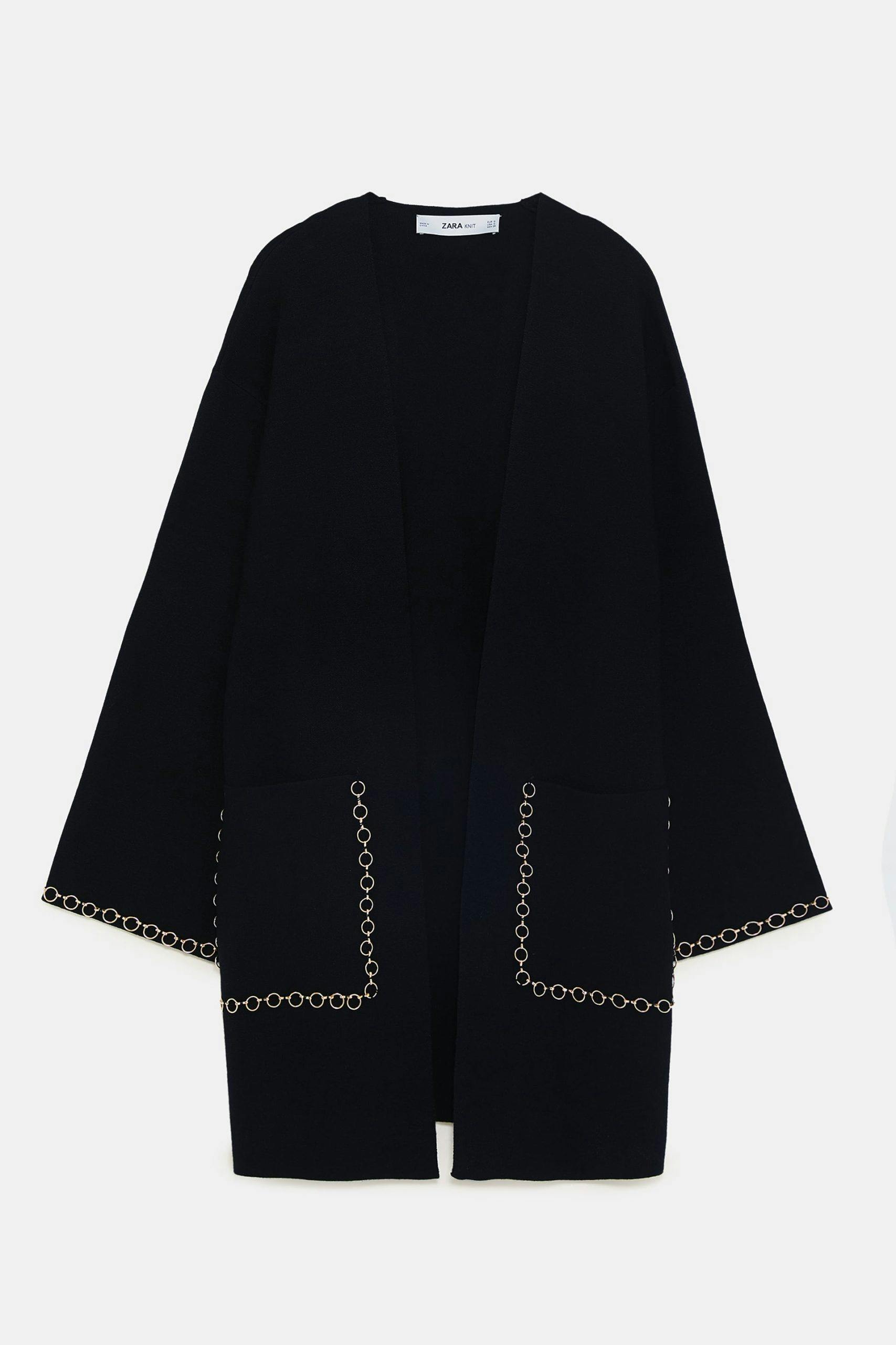 svart strikkekåpe med lenker: kåpe zara