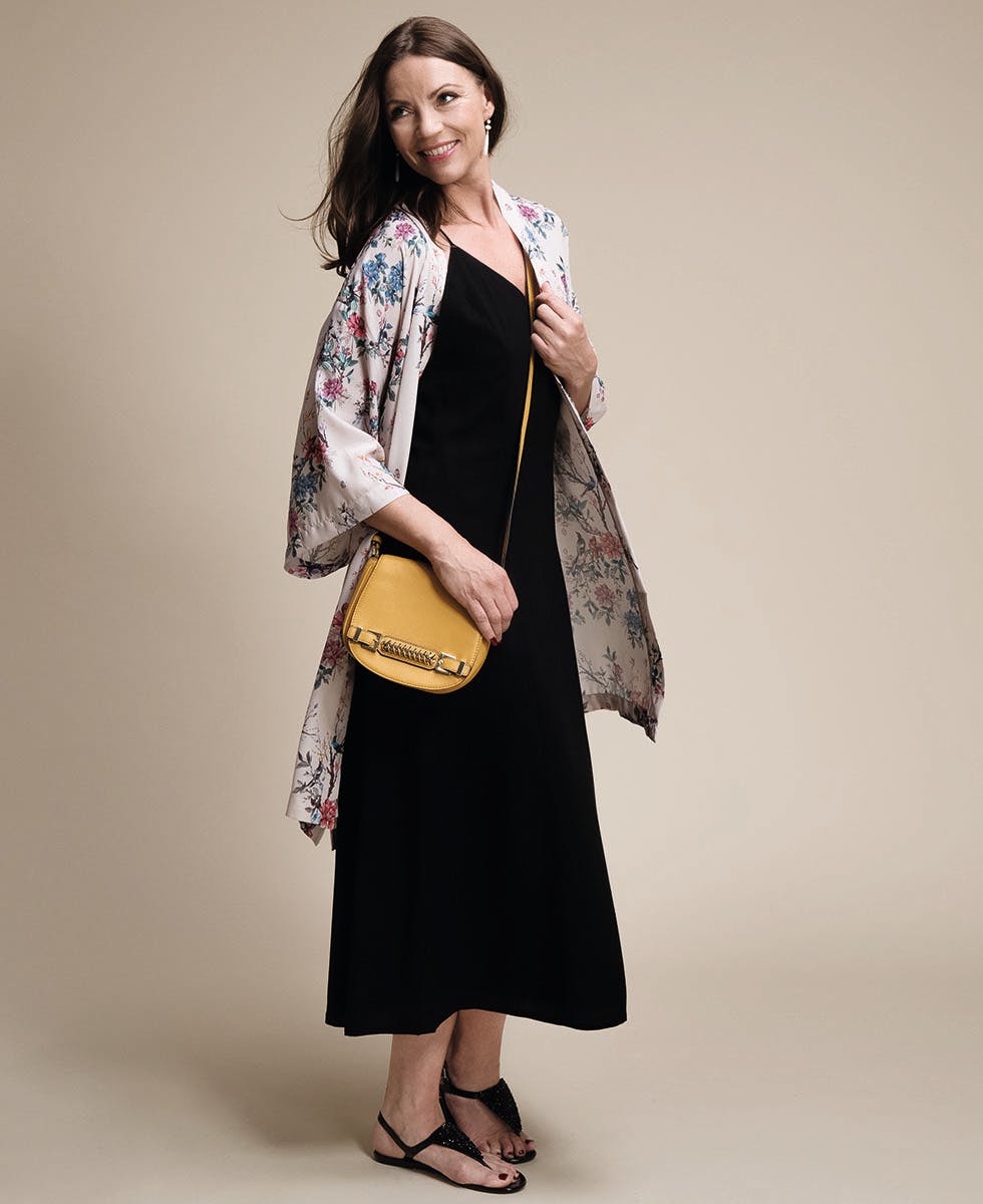 Monica har på seg: sommerkjole med stropper 2017