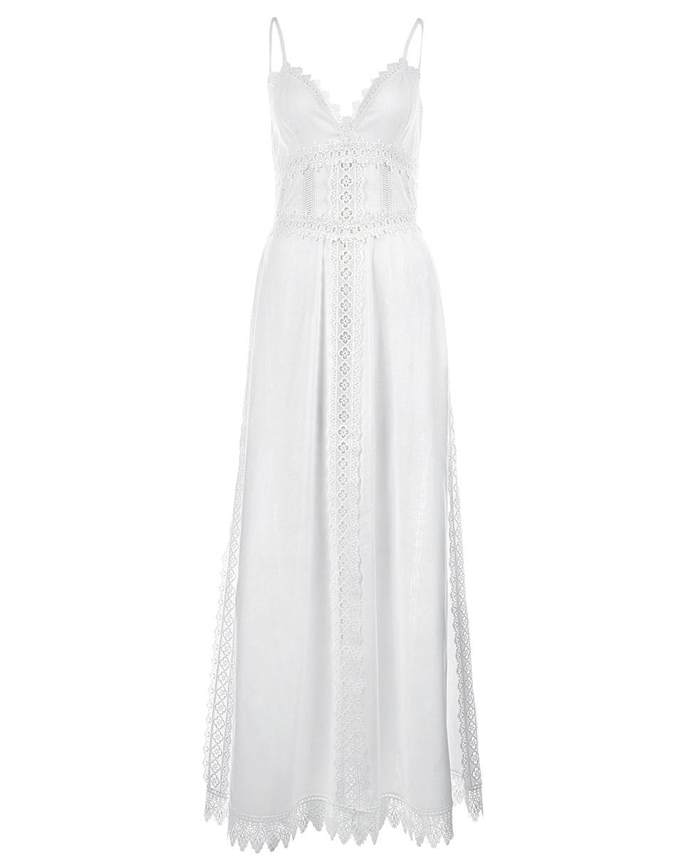 Blonder: Maxikjole: Fotsid hvit blondkjole 2017
